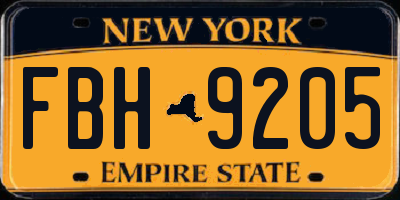 NY license plate FBH9205