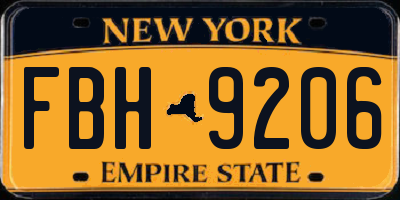 NY license plate FBH9206