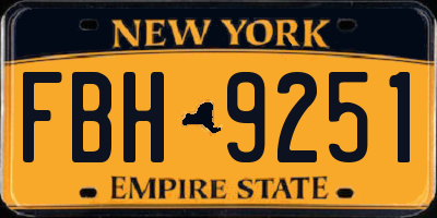 NY license plate FBH9251