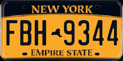 NY license plate FBH9344