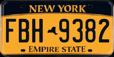 NY license plate FBH9382