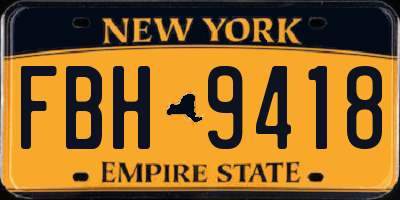 NY license plate FBH9418