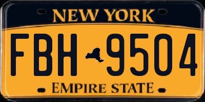 NY license plate FBH9504