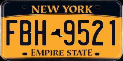 NY license plate FBH9521