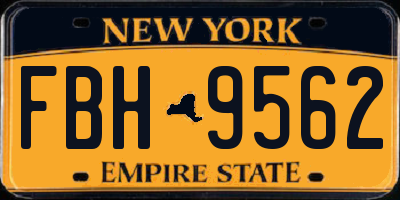 NY license plate FBH9562