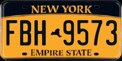 NY license plate FBH9573