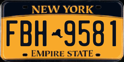 NY license plate FBH9581