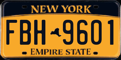 NY license plate FBH9601