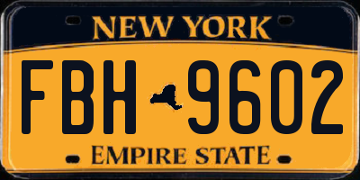 NY license plate FBH9602