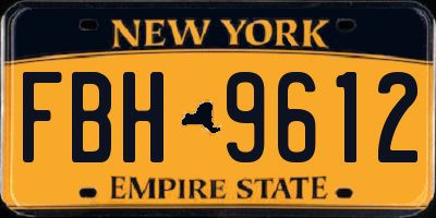 NY license plate FBH9612