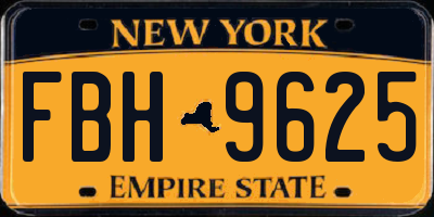 NY license plate FBH9625