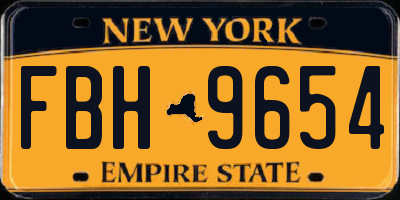 NY license plate FBH9654