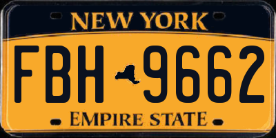 NY license plate FBH9662