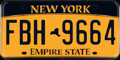 NY license plate FBH9664