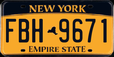 NY license plate FBH9671