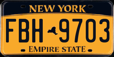 NY license plate FBH9703