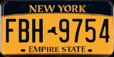 NY license plate FBH9754