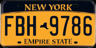 NY license plate FBH9786