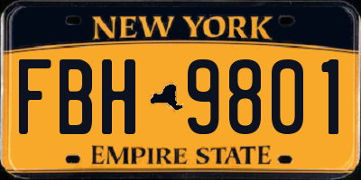 NY license plate FBH9801
