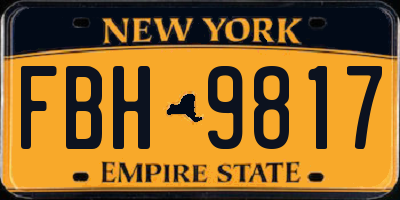 NY license plate FBH9817