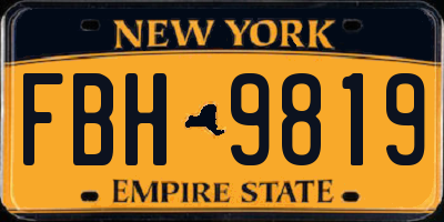NY license plate FBH9819