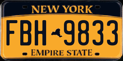 NY license plate FBH9833