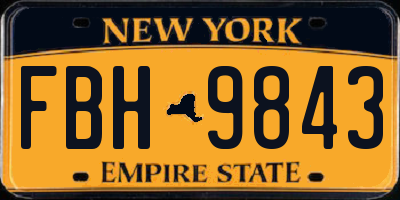 NY license plate FBH9843
