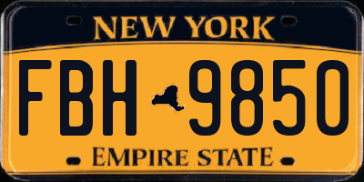 NY license plate FBH9850