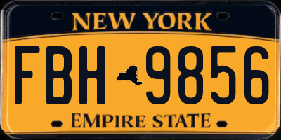 NY license plate FBH9856