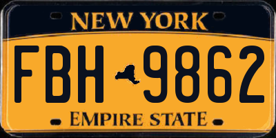 NY license plate FBH9862
