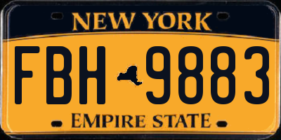NY license plate FBH9883