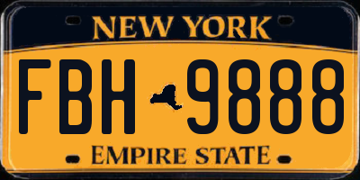 NY license plate FBH9888