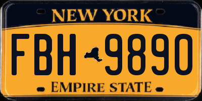 NY license plate FBH9890