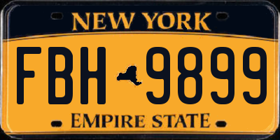 NY license plate FBH9899