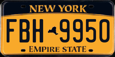 NY license plate FBH9950