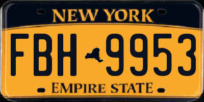 NY license plate FBH9953