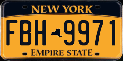 NY license plate FBH9971