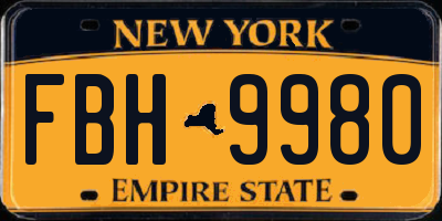 NY license plate FBH9980