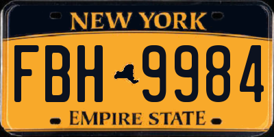 NY license plate FBH9984