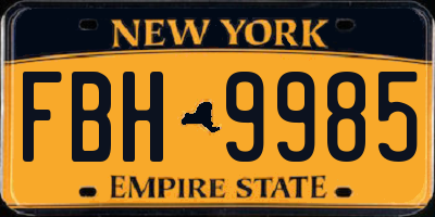 NY license plate FBH9985