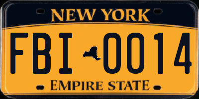 NY license plate FBI0014