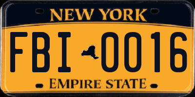 NY license plate FBI0016