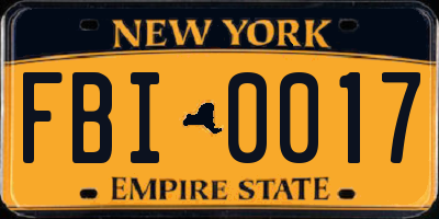 NY license plate FBI0017