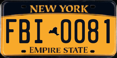 NY license plate FBI0081