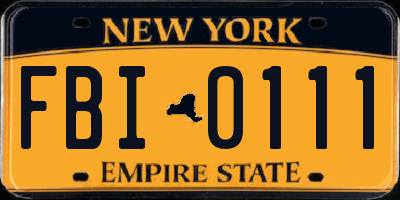 NY license plate FBI0111