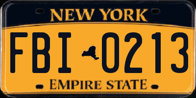 NY license plate FBI0213