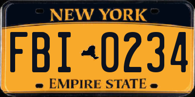 NY license plate FBI0234