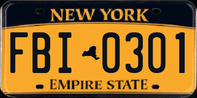 NY license plate FBI0301