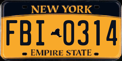 NY license plate FBI0314