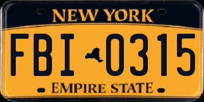 NY license plate FBI0315